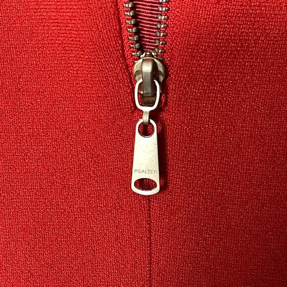 PSALTER Red Gold Metallic Colorblock Mini Dress Sz 40 US 8 Mod Long Sleeve Zip - Picture 4 of 10